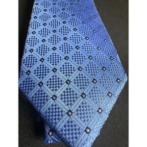 Michael Kors Hundred Percent Silk Blue Checkerboard Tie